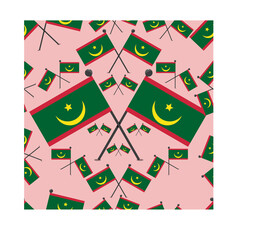 Vector Illustration of Pattern Mauritinia Flags and Pink Colors Background