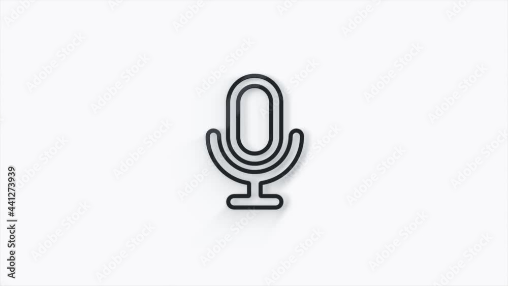 Poster microphone signal. animated microphone 3d icon. 4k