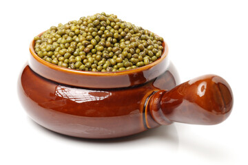 Mung beans on white background