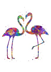 Flamingo Animal watercolor, abstract painting. Watercolor illustration rainbow, colorful, decoration wall art.