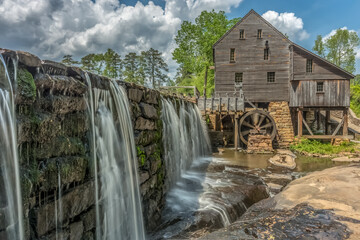 Old Yates Mill with waterwheel near Raleigh, North Carolina