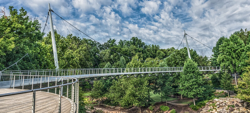 Panoramic View Of Liberty Bridge In Greenville, South Carolina