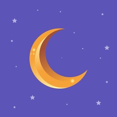 Naklejka na ściany i meble Night sky background with beautiful 3D moon and stars, perfect for Ramadan Poster Poster