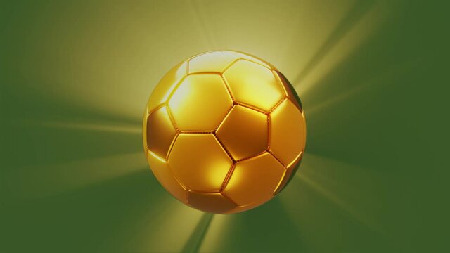 Golden soccer ball. Soccer concept. 3d looping animation