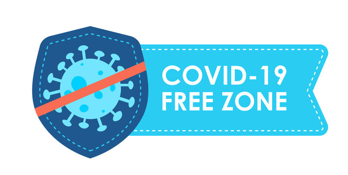 COVID-19 free zones from coronavirus. Sticker for public places