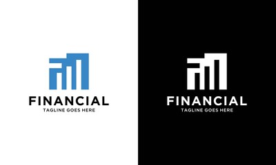 Initial letter F with statistic marketing financial logo Vector