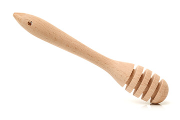 wooden honey stick isolated on white background