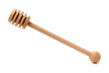 wooden honey stick isolated on white background