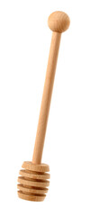 wooden honey stick isolated on white background