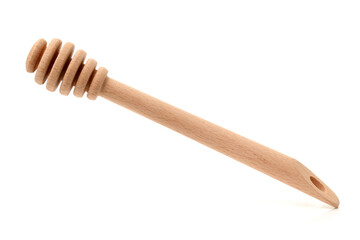 wooden honey stick isolated on white background