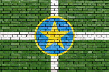 flag of Jackson, Mississippi painted on brick wall