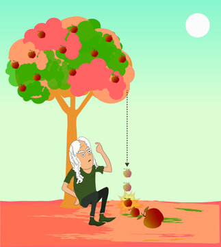physics. apple falling from tree, gravitational force Stock Vector | Adobe  Stock