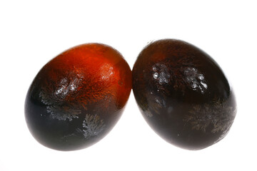 Eggs, duck egg, preserved egg on a white background