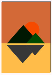 silhouette of mountains and lake in the afternoon