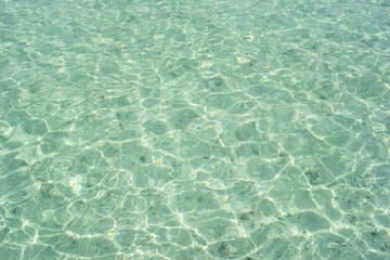 Blue water background of the Bacalar lake in Mexico 