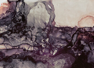 Abstract vinous background. Alcohol ink rich red texture. Modern vine fluid art backdrop. Burgundy...