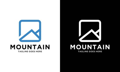 Premium mountain adventure  logo design line art illustration vector template