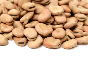 Fava beans,Vicia faba on white background 