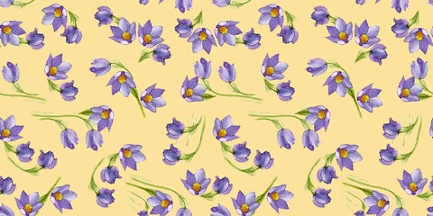 Multicolor Watercolor branch five orange Buttercup Flower on beige Background. Doodle and scribble. Isolated yellow Buttercups Flowers and green leafs Patterns with packaging and scrapbooking