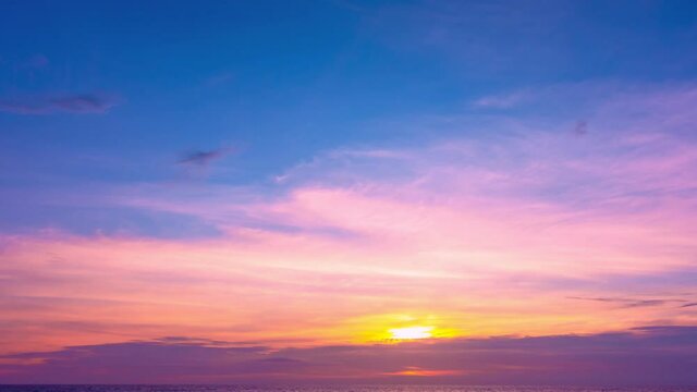 4K Time lapse of Colorful sunset or sunrise landscape Amazing light of nature cloudscape sky and Clouds moving away rolling 4k colorful dark sunset clouds Footage timelapse Stunning sky and clouds