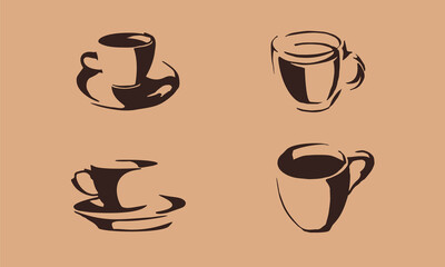 Hand drawn Coffee Cup set