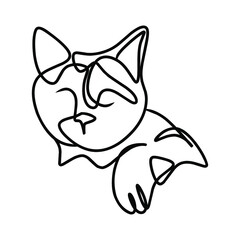 Cat Line Art flat illustration outline handwriting style, perfect for t-shirts, pillows, mugs, banners, posters, advertisements