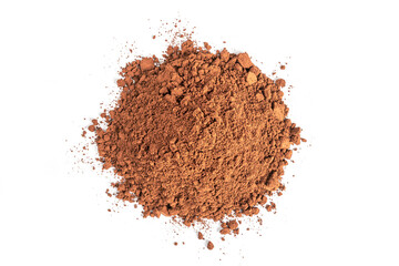 Cocoa powder isolated on white background.
