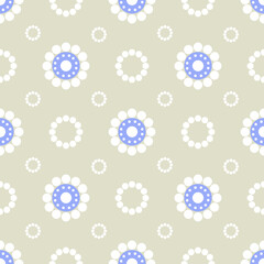 Seamless dot pattern of white daisies on a gray background.