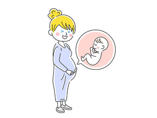 白人の妊婦さんのイラスト