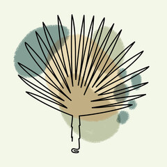 Botanical abstract line arts collection Luxury pattern design with tropical banana palm leaves line arts Hand draw Organic shape design 