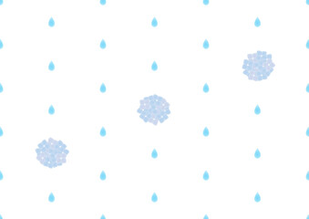 雨とアジサイのシームレスなドット背景のイラスト