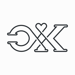 CK love logo with classic modern style for personal brand, wedding monogram, etc.