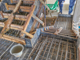 Construction of the stairs taken with the phone from the actual construction site. Construction of...