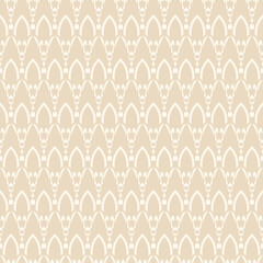 Tiled background pattern with white geometric ornament on beige backdrop, wallpaper. Seamless pattern, texture