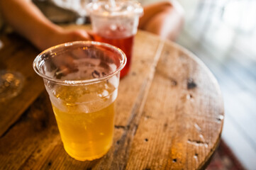 Delicious and refreshing sweet tea at rustic cafe in Atlanta, Georgia