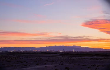 Fotobehang Sunset view of the famous strip skyline of Las Vegas at Nevada © Kit Leong