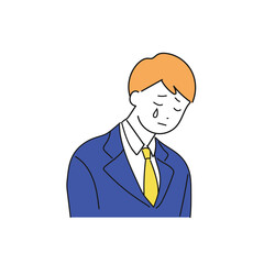 落ち込んで涙する新入社員のイラスト
