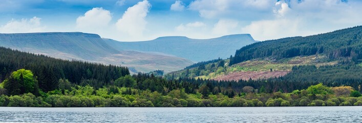 Panorama on Pen y Fan from Pontsticill Reservoir, Brecon Beacons, Wales, England