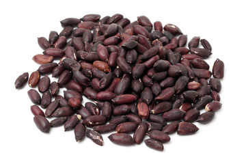 black peanuts on white background