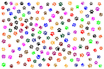 Wallpaper with lots of different, colorful cat tracks. Cat wallpaper.