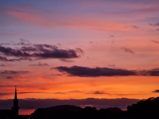 pôr do sol, céu, vermelho, laranja