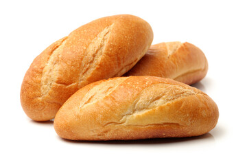 crusty mini baguettes on white surface