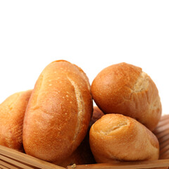 crusty mini baguettes on white surface