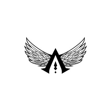 Letter A arrow head with eagle wing logo