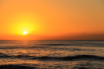 The sun warms the Caribbean Sea, sunrise in the tropic