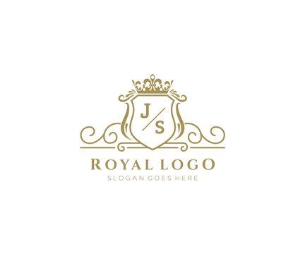 Initial JS Letter Luxurious Brand Logo Template, for Restaurant, Royalty, Boutique, Cafe, Hotel, Heraldic, Jewelry, Fashion and other vector illustration.