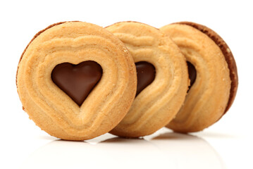 cookies with chocolate heart in the middle