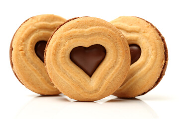 cookies with chocolate heart in the middle