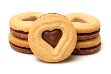 cookies with chocolate heart in the middle