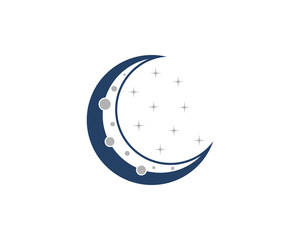Crescent moon with stars vector illustration logo